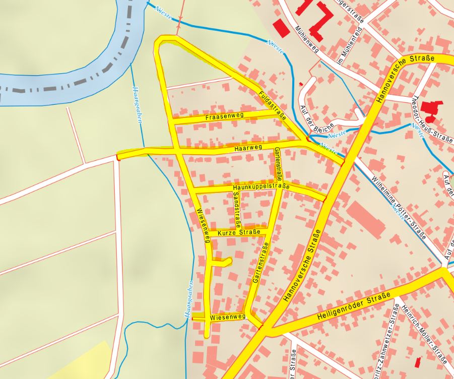 Darstellung des Quartier Haarwegs und den dort installierten Fahrradzonen.